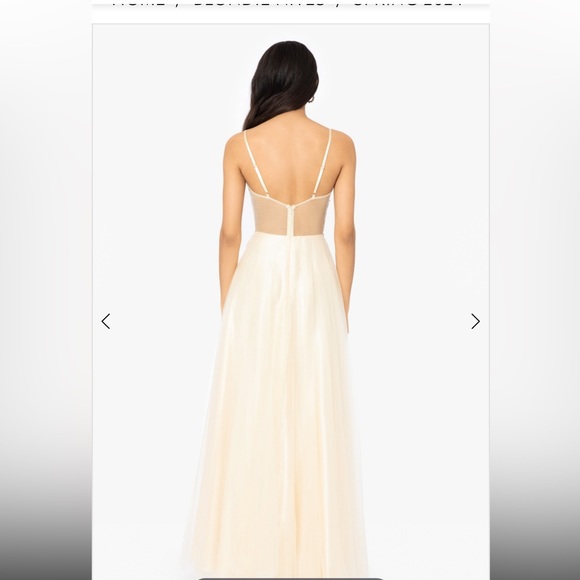 BLONDIE NITES Womens Yellow Mesh Corset Bodice Dress - Picture 3 of 7